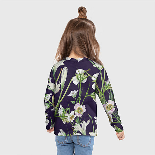 Детский лонгслив Цветы Белые / 3D-принт – фото 6
