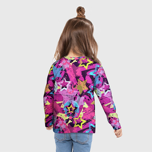 Детский лонгслив Star Colorful Pattern Fashion Neon / 3D-принт – фото 6