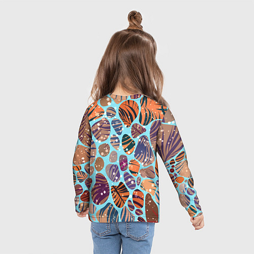 Детский лонгслив Разноцветные камушки, цветной песок, пальмовые лис / 3D-принт – фото 6