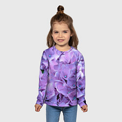 Лонгслив детский Фиолетово-сиреневые цветы, цвет: 3D-принт — фото 2