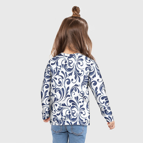 Детский лонгслив Гжелевый рисунок / 3D-принт – фото 6