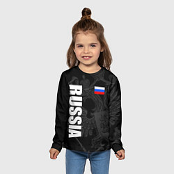 Лонгслив детский RUSSIA - BLACK EDITION, цвет: 3D-принт — фото 2