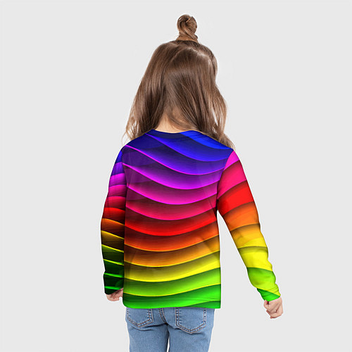 Детский лонгслив Color line neon pattern Abstraction Summer 2023 / 3D-принт – фото 6