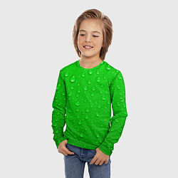 Лонгслив детский Зеленый фон с росой, цвет: 3D-принт — фото 2