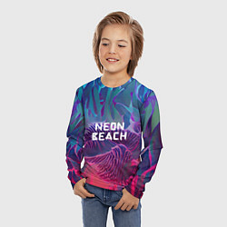 Лонгслив детский Neon beach, цвет: 3D-принт — фото 2