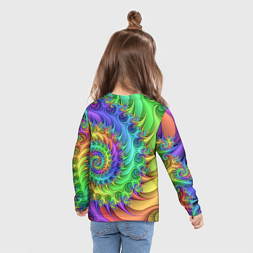 Детский лонгслив Красочная фрактальная спираль Узор Colorful fracta / 3D-принт – фото 6