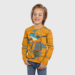 Лонгслив детский Лягушка в модной куртке, цвет: 3D-принт — фото 2