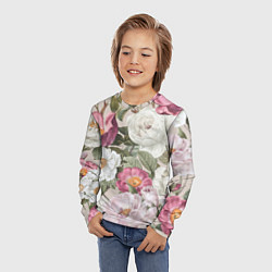 Лонгслив детский Цветы Розовый Сад Пион и Роз, цвет: 3D-принт — фото 2