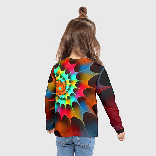 Детский лонгслив Красочная неоновая спираль Colorful neon spiral / 3D-принт – фото 6