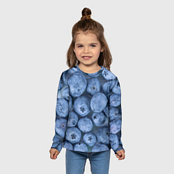 Лонгслив детский Голубика - фон, цвет: 3D-принт — фото 2