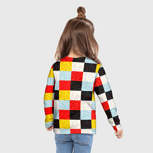 Детский лонгслив MULTICOLORED SQUARE MOSAIC / 3D-принт – фото 6