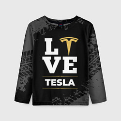 Лонгслив детский Tesla Love Classic со следами шин на фоне, цвет: 3D-принт