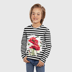 Лонгслив детский Red poppies Акварельные цветы, цвет: 3D-принт — фото 2
