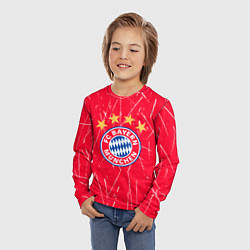 Лонгслив детский Bayern munchen белые царапины на красном фоне, цвет: 3D-принт — фото 2