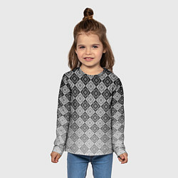 Лонгслив детский Геометрический узор в серых тонах градиент, цвет: 3D-принт — фото 2