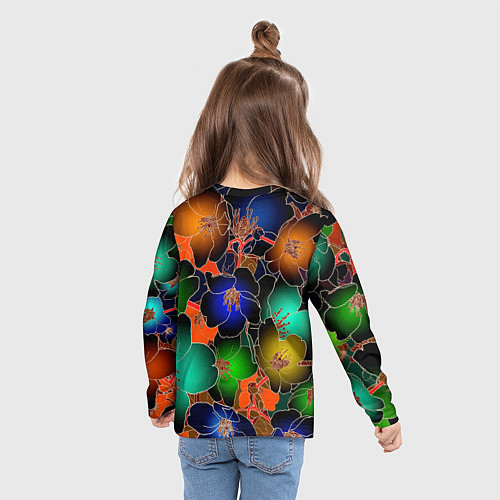 Детский лонгслив Vanguard floral pattern Summer night Fashion trend / 3D-принт – фото 6