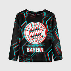 Лонгслив детский Bayern FC в стиле Glitch на темном фоне, цвет: 3D-принт