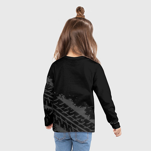 Детский лонгслив Dongfeng Speed на темном фоне со следами шин / 3D-принт – фото 6