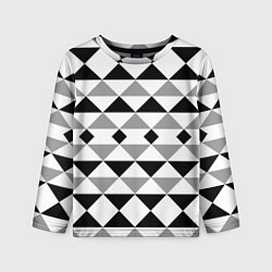 Лонгслив детский Черно-белый геометрический узор треугольники, цвет: 3D-принт