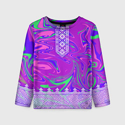 Лонгслив детский Славянская рубаха с разводами, цвет: 3D-принт