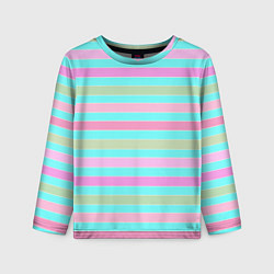 Детский лонгслив Pink turquoise stripes horizontal Полосатый узор