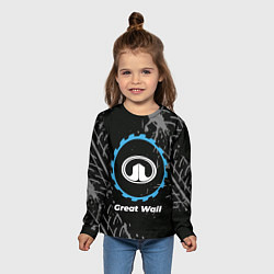 Лонгслив детский Great Wall в стиле Top Gear со следами шин на фоне, цвет: 3D-принт — фото 2