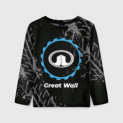 Лонгслив детский Great Wall в стиле Top Gear со следами шин на фоне, цвет: 3D-принт