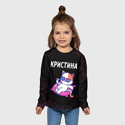 Лонгслив детский Кристина КОШЕЧКА Потертости, цвет: 3D-принт — фото 2