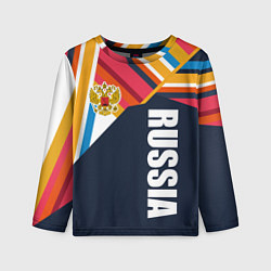 Лонгслив детский RUSSIA - RETRO COLORS, цвет: 3D-принт