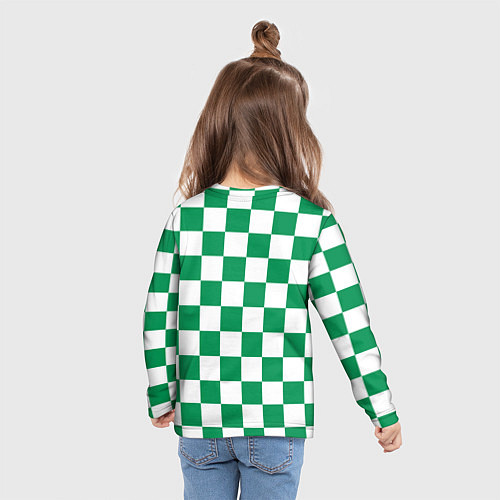Детский лонгслив ФК Ахмат на фоне бело зеленой формы в квадрат / 3D-принт – фото 6