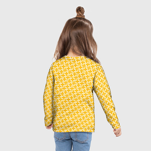 Детский лонгслив Белые крестики на желтом фоне / 3D-принт – фото 6