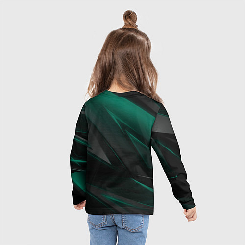 Детский лонгслив Бирюзовый черный фон / 3D-принт – фото 6