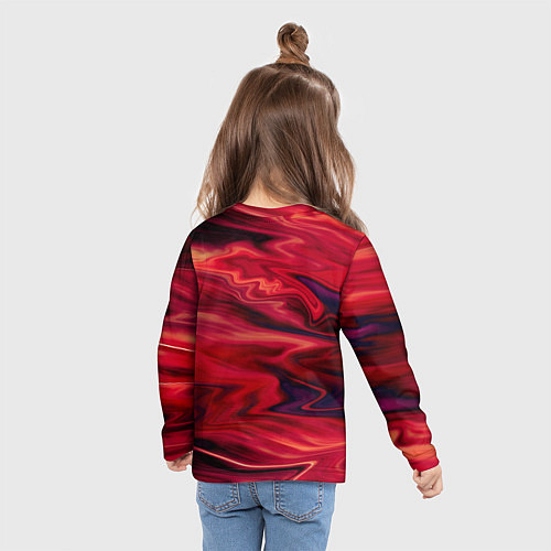 Детский лонгслив Красный абстрактный модный узор / 3D-принт – фото 6