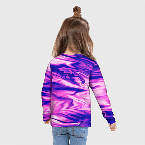 Детский лонгслив Розово-фиолетовый мраморный узор / 3D-принт – фото 6