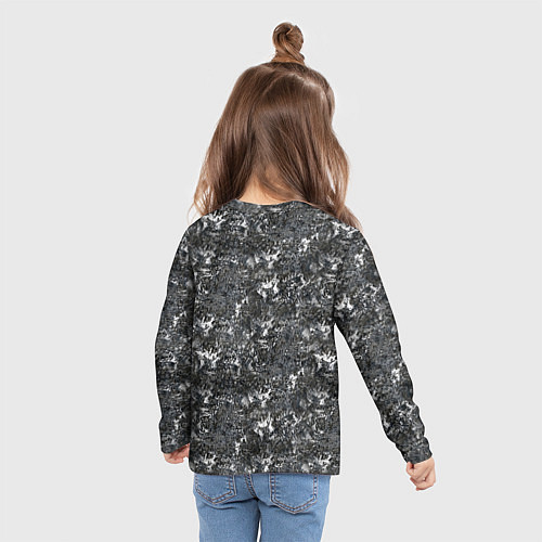 Детский лонгслив Темно серый графитовый с текстурой камня / 3D-принт – фото 6