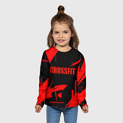 Лонгслив детский Кроссфит - красная абстракция, цвет: 3D-принт — фото 2