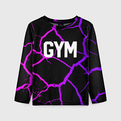 Лонгслив детский Gym - Трещины неоновые, цвет: 3D-принт