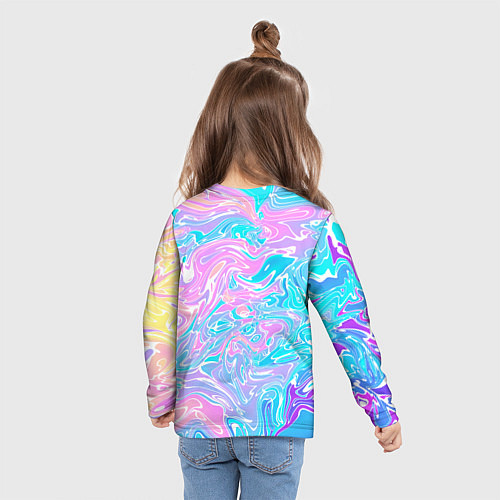 Детский лонгслив Liquid holographic waves / 3D-принт – фото 6