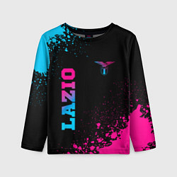 Детский лонгслив Lazio - neon gradient: символ и надпись вертикальн