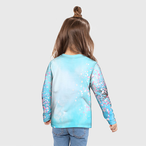 Детский лонгслив Свинка под зонтиком в дождь / 3D-принт – фото 6