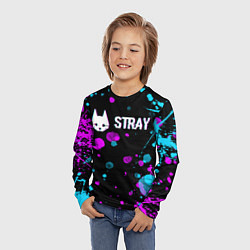 Лонгслив детский Stray - кляксы - неон, цвет: 3D-принт — фото 2