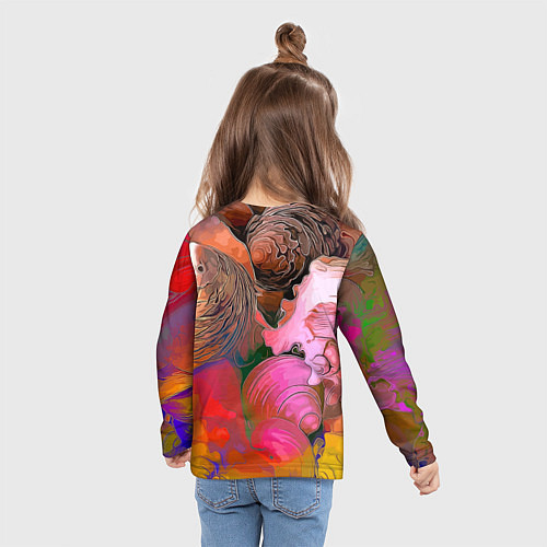 Детский лонгслив Стилизованная композиция из океанских ракушек / 3D-принт – фото 6