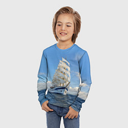 Лонгслив детский Парусник идёт на полных парусах, цвет: 3D-принт — фото 2