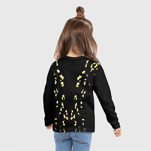 Детский лонгслив Абстрактный узор золото на черном / 3D-принт – фото 6
