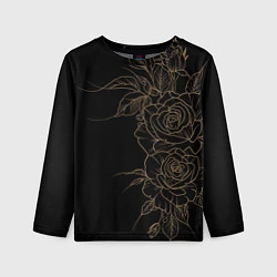 Лонгслив детский Элегантные розы на черном фоне, цвет: 3D-принт