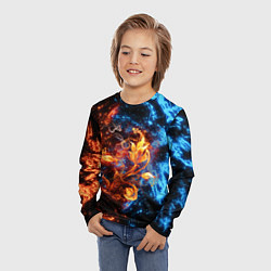 Лонгслив детский Огонь и вода - Огненный цветок, цвет: 3D-принт — фото 2