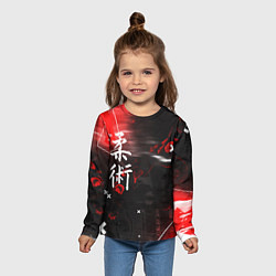 Лонгслив детский Джиу-Джитсу : Глитч красный, цвет: 3D-принт — фото 2