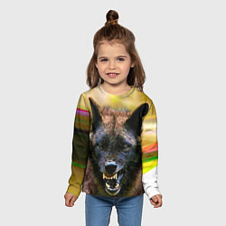 Лонгслив детский Оскал чёрного волка, цвет: 3D-принт — фото 2