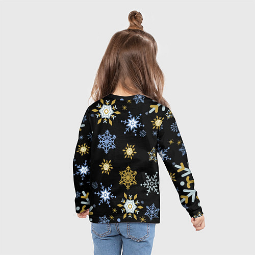 Детский лонгслив Новый год дед мороз рассыпает снег / 3D-принт – фото 6