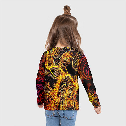 Детский лонгслив Фрактальные перья / 3D-принт – фото 6